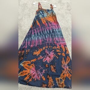 Bohemian Tie-Dye Maxi Dress Sun Dress Whimsigoth Resortwear